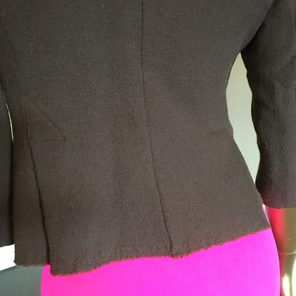 TULEH Brown Fringe Wool Blend Evening Jacket - Picture 12 of 16